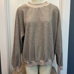 Listicle Sweater Women's Size Large Tan Beige Pullover Fleece Long Sleeve‎